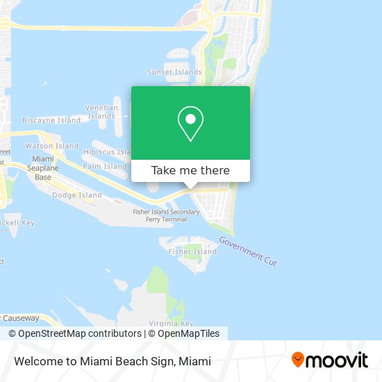 Mapa de Welcome to Miami Beach Sign