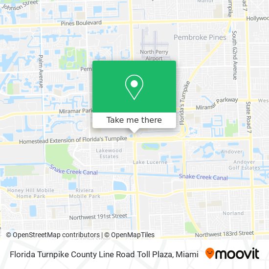 Florida Turnpike County Line Road Toll Plaza map