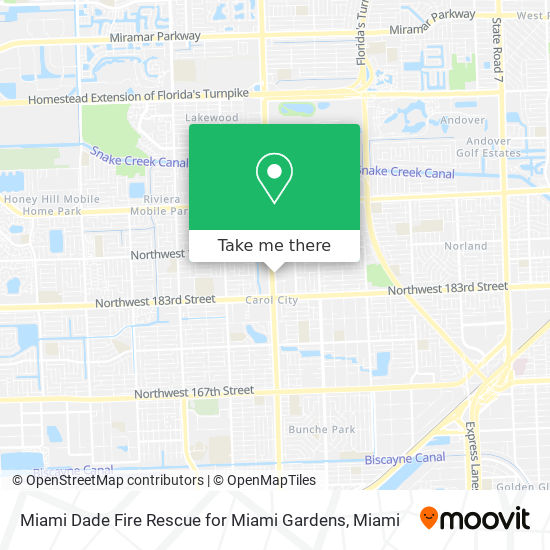 Miami Dade Fire Rescue for Miami Gardens map