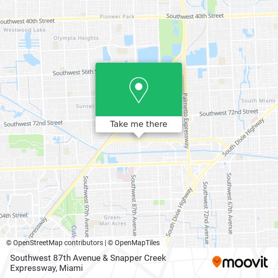 Southwest 87th Avenue & Snapper Creek Expressway map