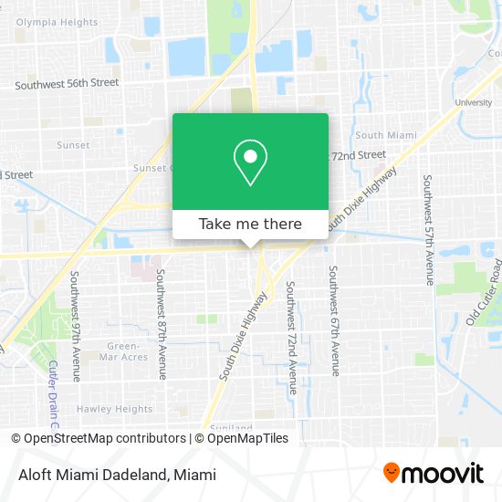 Aloft Miami Dadeland map