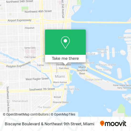 Biscayne Boulevard & Northeast 9th Street map