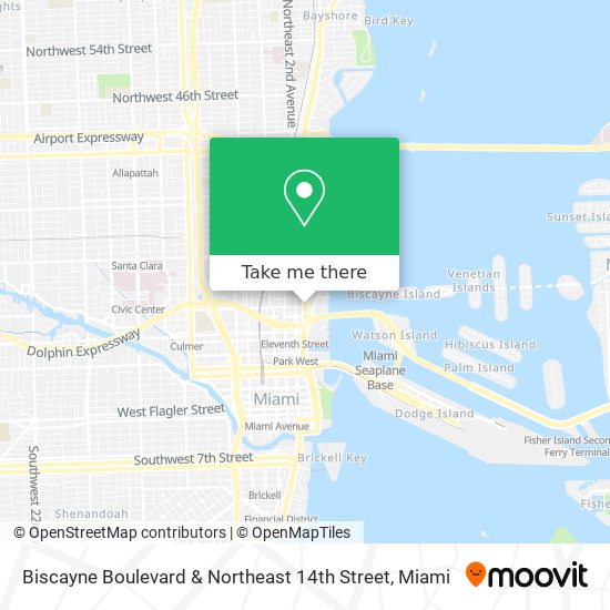 Biscayne Boulevard & Northeast 14th Street map