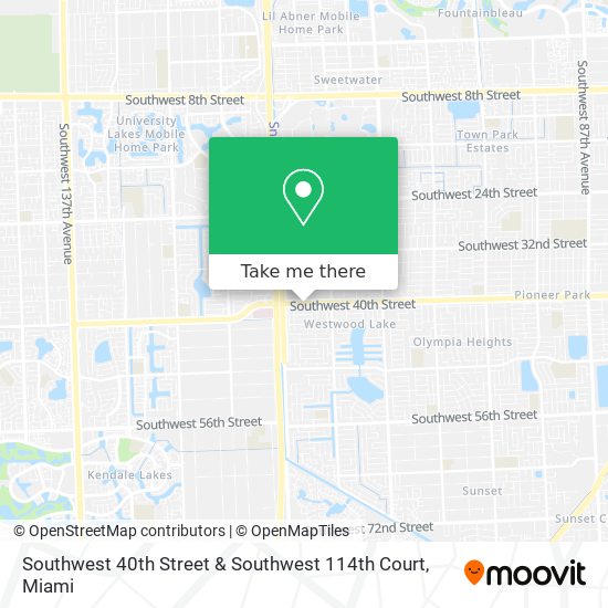 Southwest 40th Street & Southwest 114th Court map