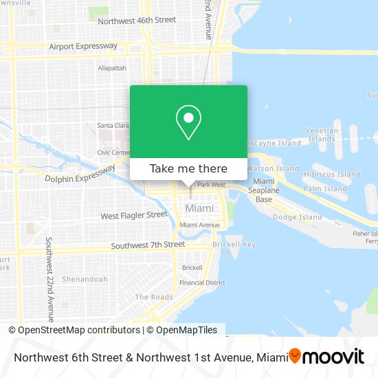 Northwest 6th Street & Northwest 1st Avenue map