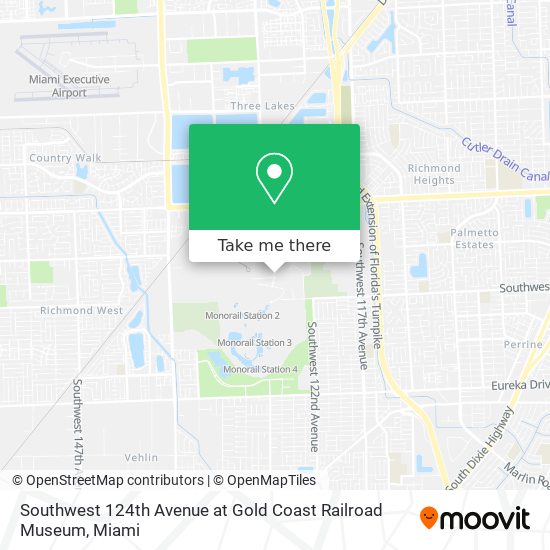 Mapa de Southwest 124th Avenue at Gold Coast Railroad Museum