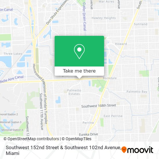 Mapa de Southwest 152nd Street & Southwest 102nd Avenue