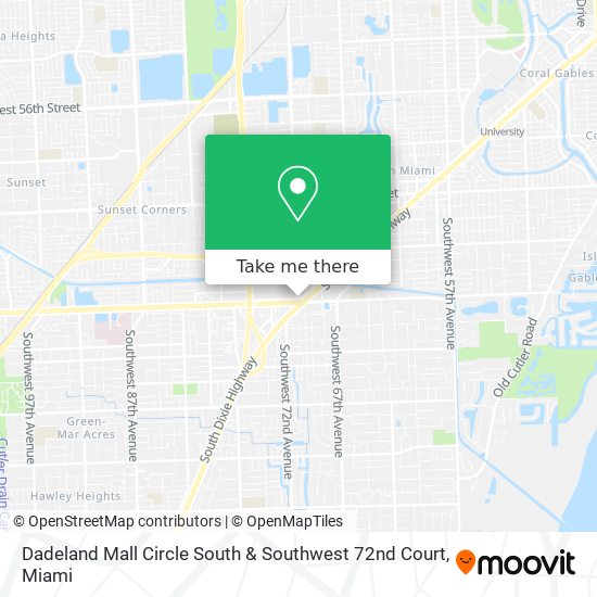 Dadeland Mall Circle South & Southwest 72nd Court map