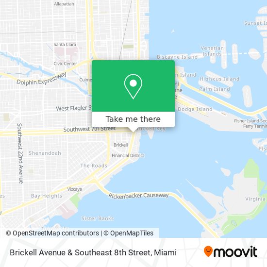 Mapa de Brickell Avenue & Southeast 8th Street