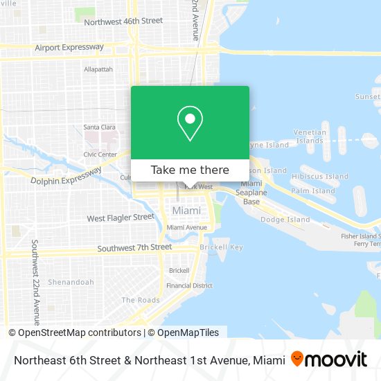 Mapa de Northeast 6th Street & Northeast 1st Avenue