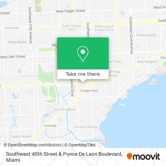 Southwest 40th Street & Ponce De Leon Boulevard map