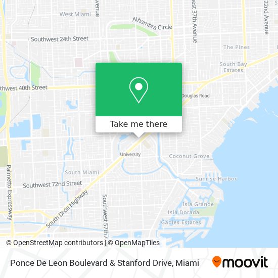 Ponce De Leon Boulevard & Stanford Drive map