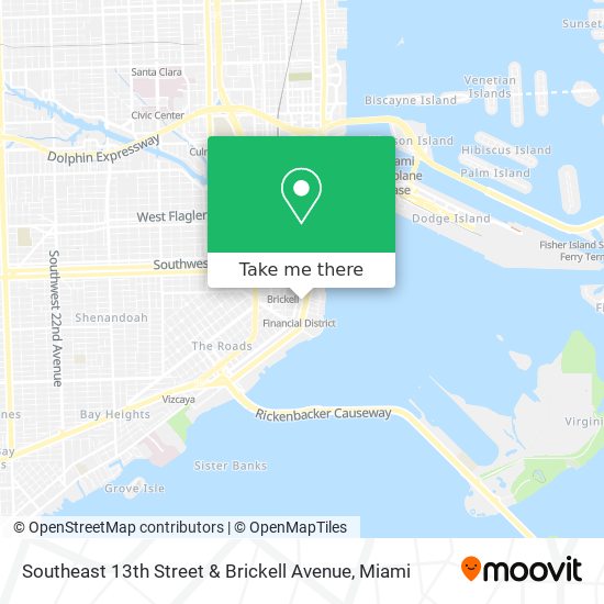 Southeast 13th Street & Brickell Avenue map