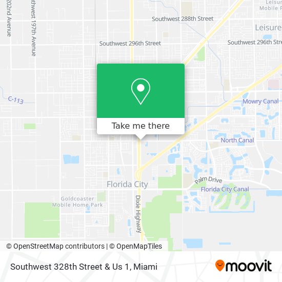 Southwest 328th Street & Us 1 map