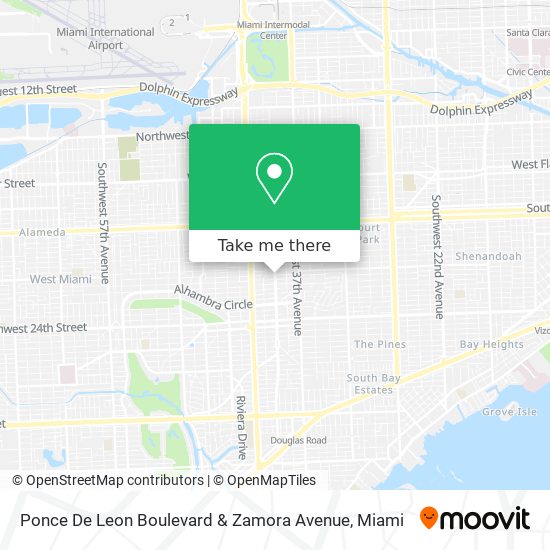 Ponce De Leon Boulevard & Zamora Avenue map