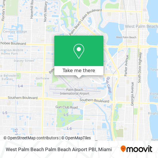 West Palm Beach Palm Beach Airport PBI map