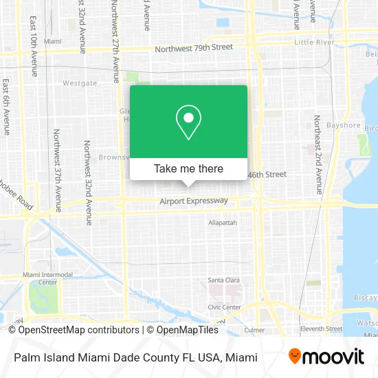 Palm Island Miami Dade County FL USA map