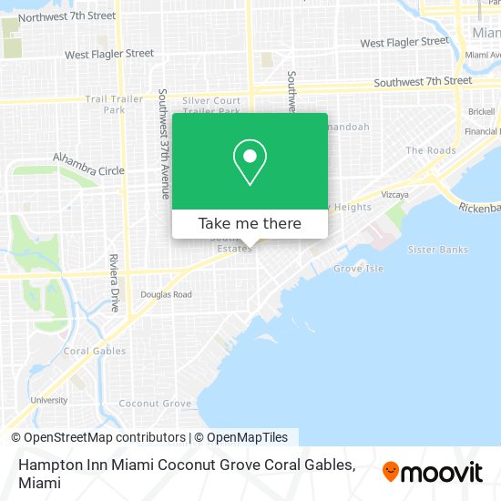 Hampton Inn Miami Coconut Grove Coral Gables map