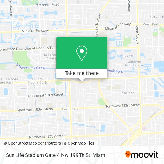 Mapa de Sun Life Stadium Gate 4 Nw 199Th St