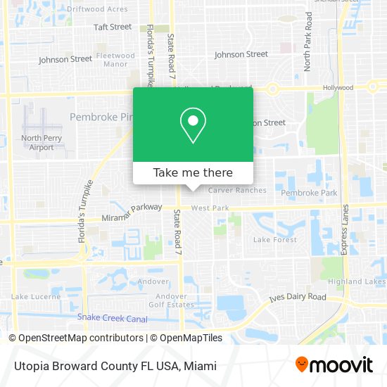 Mapa de Utopia Broward County FL USA