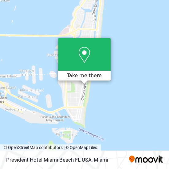 President Hotel Miami Beach FL USA map