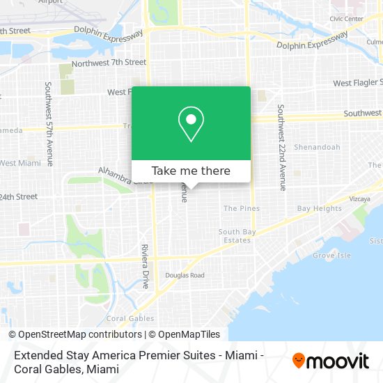 Mapa de Extended Stay America Premier Suites - Miami - Coral Gables