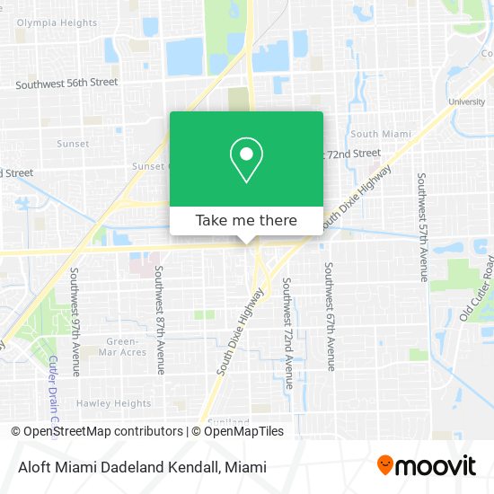 Aloft Miami Dadeland Kendall map