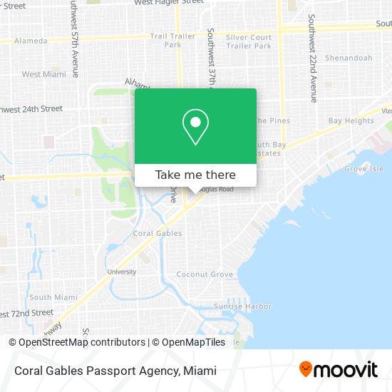 Coral Gables Passport Agency map