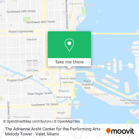 The Adrienne Arsht Center for the Performing Arts - Melody Tower - Valet map