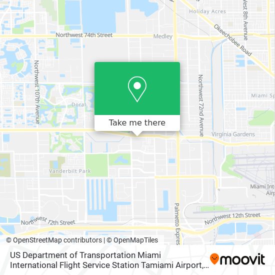 US Department of Transportation Miami International Flight Service Station Tamiami Airport map