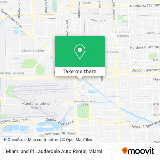 Miami and Ft Lauderdale Auto Rental map