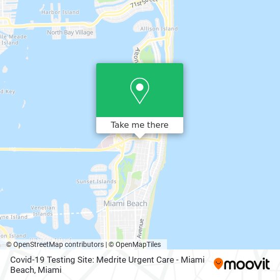 Mapa de Covid-19 Testing Site: Medrite Urgent Care - Miami Beach