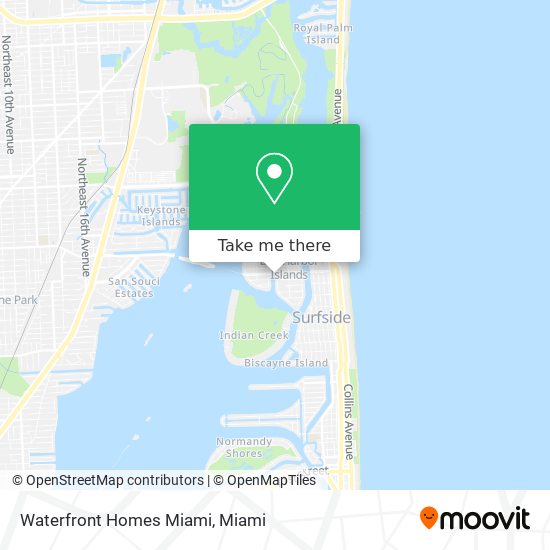 Waterfront Homes Miami map