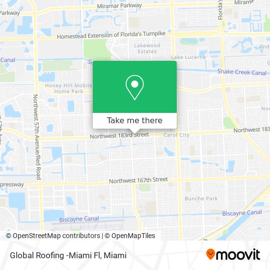 Global Roofing -Miami Fl map