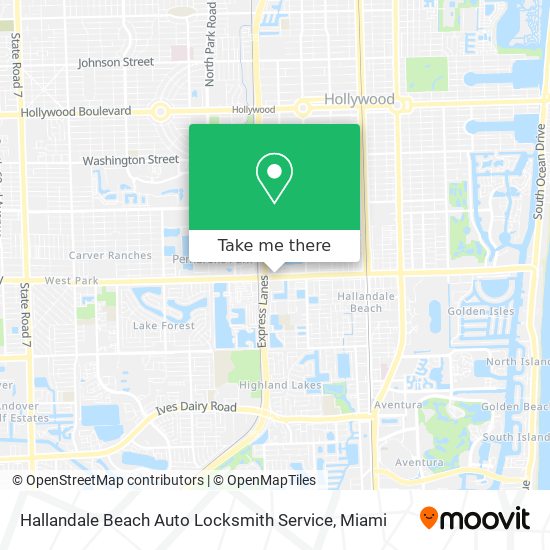 Mapa de Hallandale Beach Auto Locksmith Service