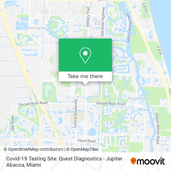 Mapa de Covid-19 Testing Site: Quest Diagnostics - Jupiter Abacoa