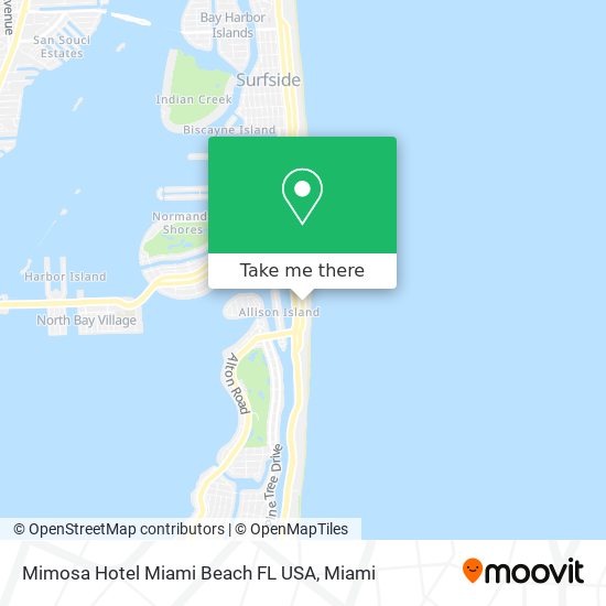 Mimosa Hotel Miami Beach FL USA map