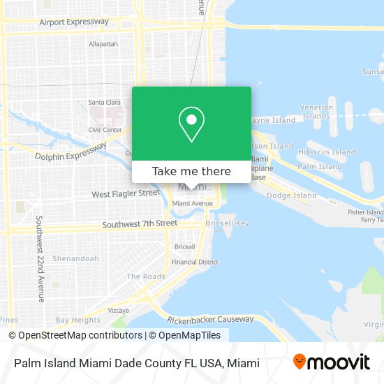 Palm Island Miami Dade County FL USA map