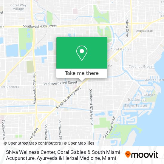 Shiva Wellness Center, Coral Gables & South Miami Acupuncture, Ayurveda & Herbal Medicine map
