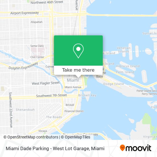 Mapa de Miami Dade Parking - West Lot Garage