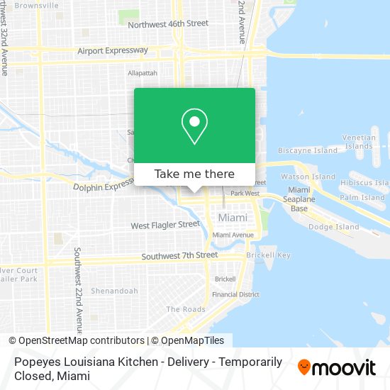 Mapa de Popeyes Louisiana Kitchen - Delivery - Temporarily Closed