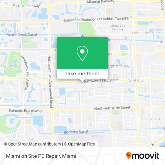 Mapa de Miami on Site PC Repair