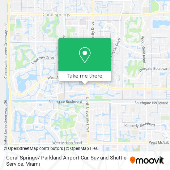 Mapa de Coral Springs/ Parkland Airport Car, Suv and Shuttle Service