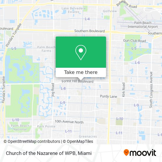 Church of the Nazarene of WPB map