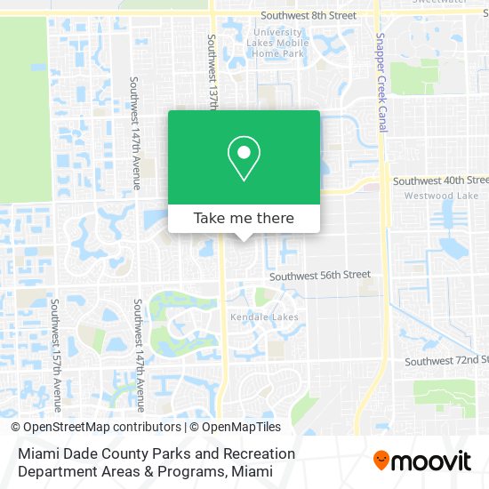 Mapa de Miami Dade County Parks and Recreation Department Areas & Programs