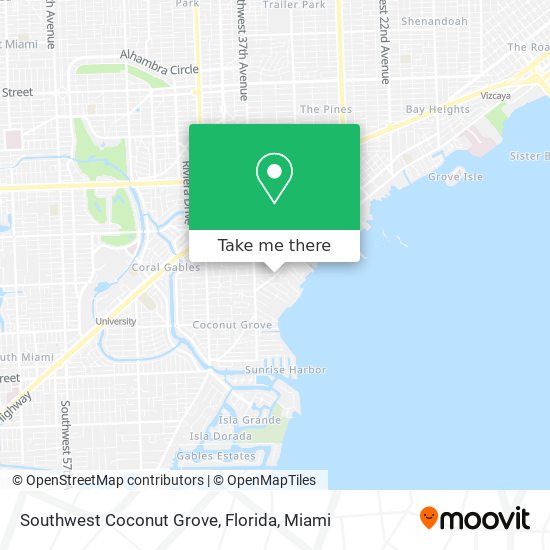 Mapa de Southwest Coconut Grove, Florida