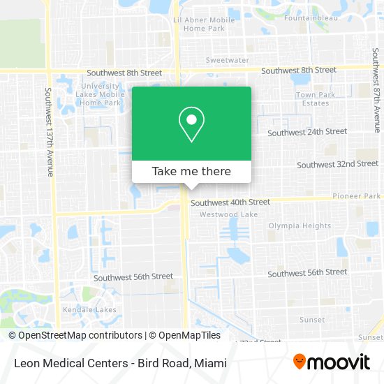 Mapa de Leon Medical Centers - Bird Road
