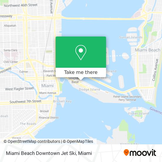 Mapa de Miami Beach Downtown Jet Ski