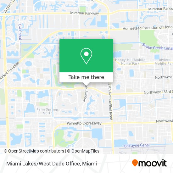 Miami Lakes/West Dade Office map