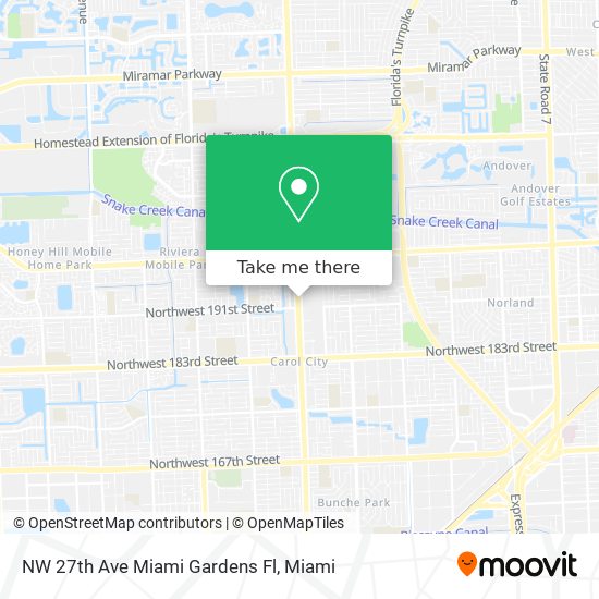 Mapa de NW 27th Ave Miami Gardens Fl